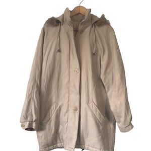 London Fog full zip hooded tan jacket size medium